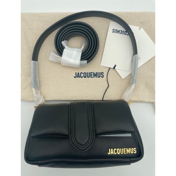NEW JACQUEMUS BLACK LEATHER SHOULDER CONVERTIBLE BAG NWT! - Picture 3 of 13